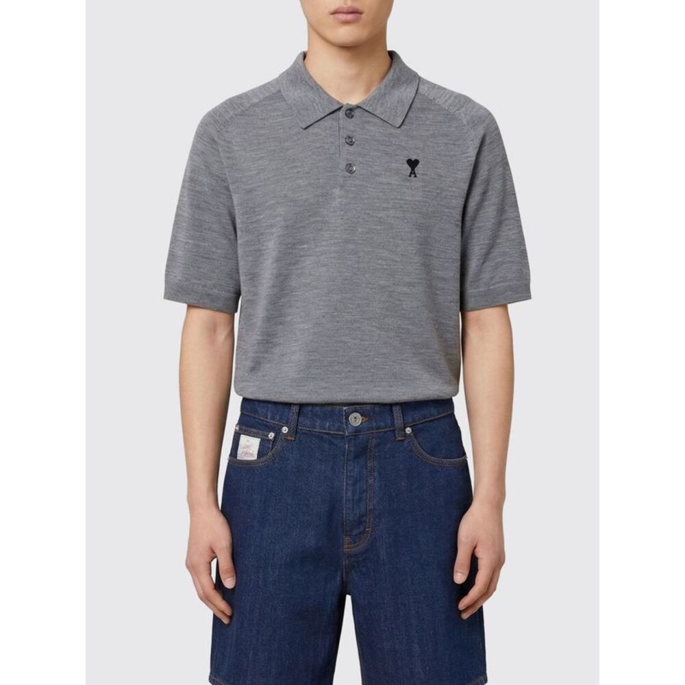 Ami Paris Polo Shirt Men Grey